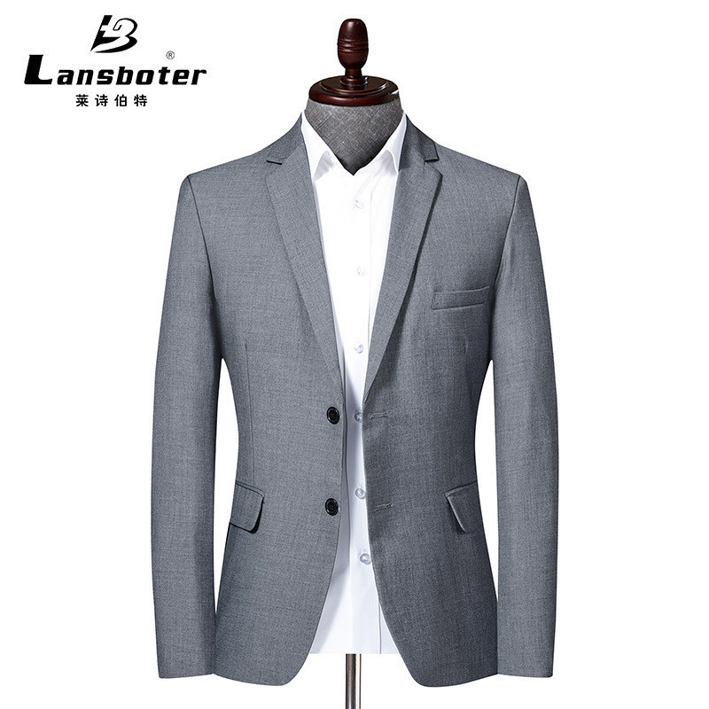 Setelan Jas Pria  Leishbert Spring and Autumn Solid Color Split Casual Slim Fit Korean Version Small