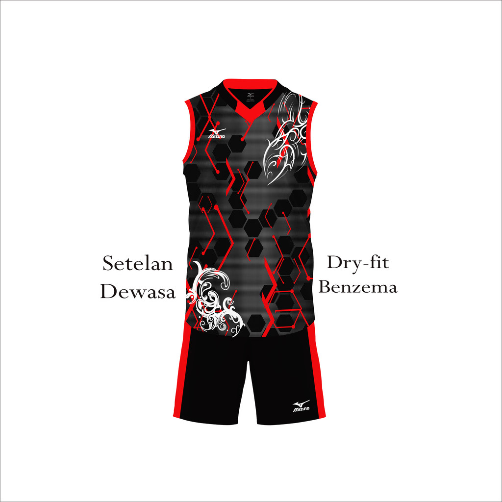 Baju Stelan singlet  mizuno baju olahraga volly badminton bulutangkis pria dewasa BG