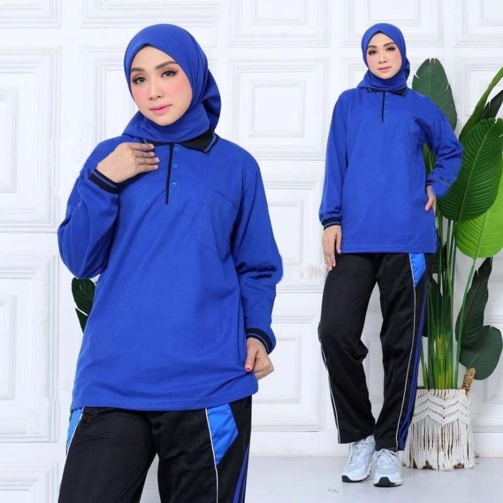 Setelan seragam olahraga/ Satu set baju olahraga kerah lengan panjang/ stelan training dewasa pria
