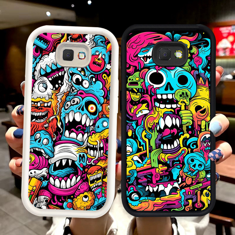 N72 Trippy Silikon hitam putih Casing untuk Samsung J7 J2 J4 J6 Prime Plus Pro Case