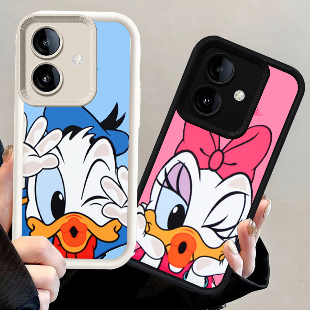 N85 Donald Duck Silikon hitam putih Casing untuk Samsung A06 A04E F04 A04 A05 M04 A07 5G Case