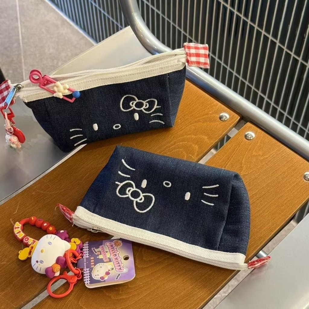 

Denim bernilai tinggi Kitty Cute Girl Pencil Bag In Ins Kapasitas Besar Pensil Pensil Kasing Mahasiswa Desktop Penyimpanan Tas