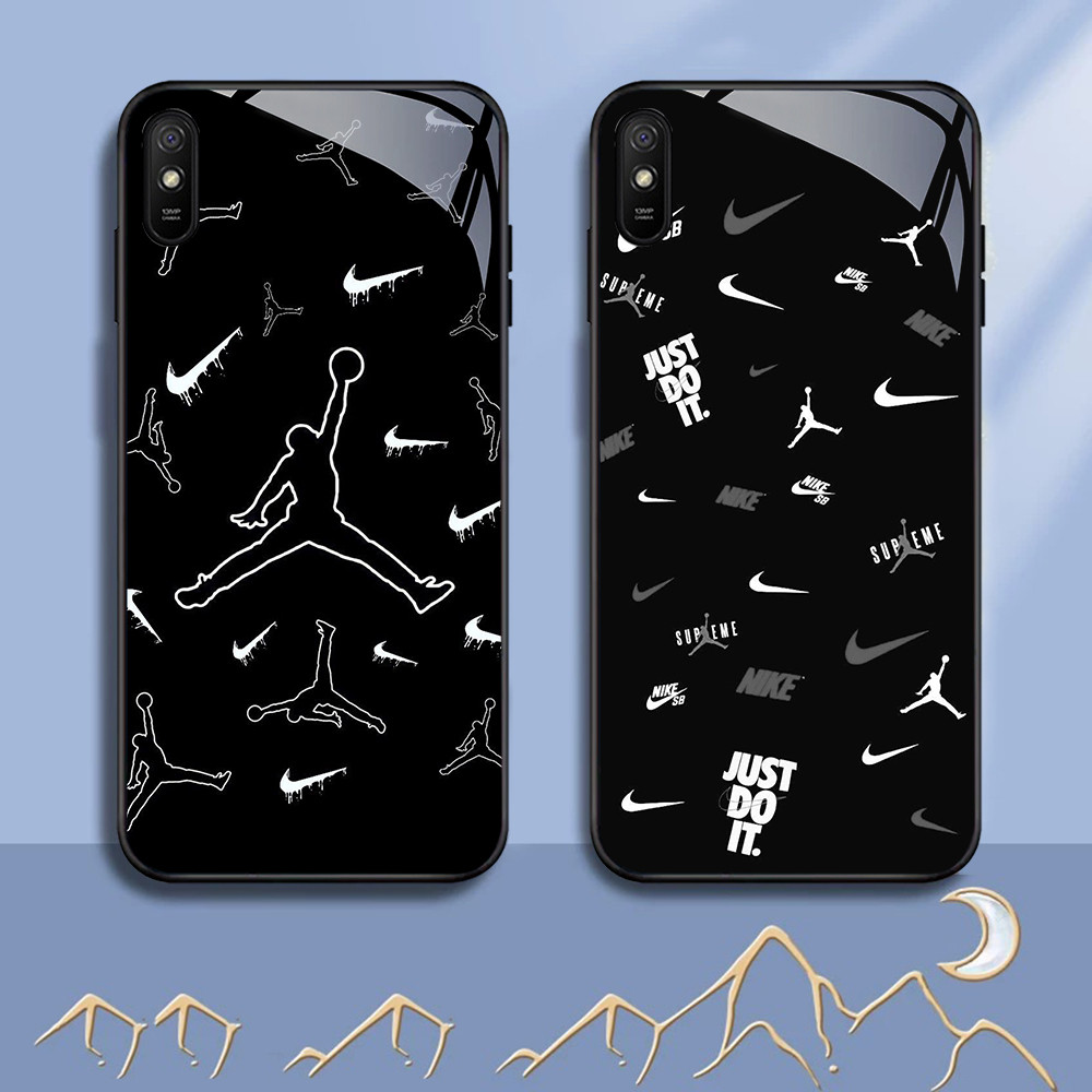 NC-64 Nike Kaca Glass Case Untuk Xiaomi Redmi 9A 9i 7 Note 7 Pro