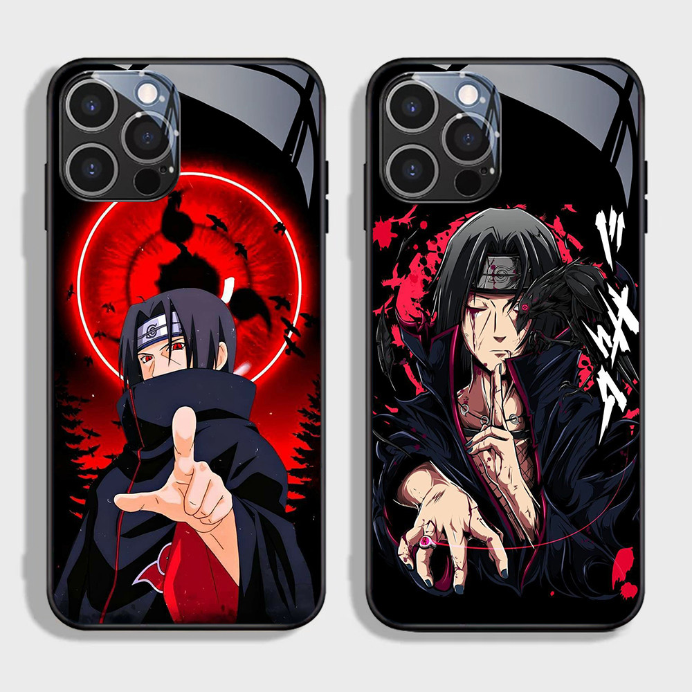NA-100 Uchiha Itachi HD Softcase Kaca Glossy untuk iPhone 15 14 Plus Pro Max