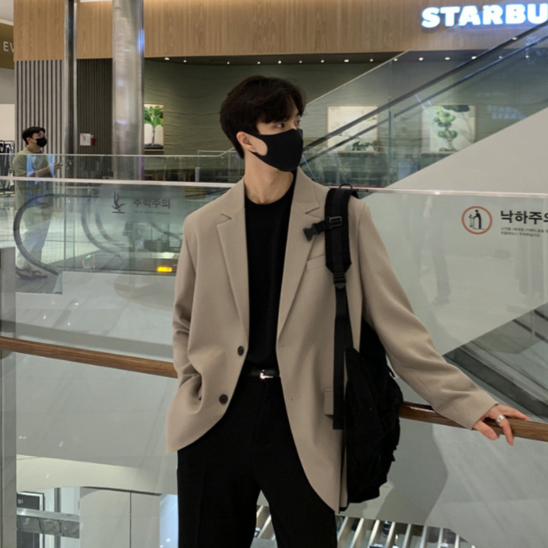 Setelan Jas Pria  Gaya dewasa ringan jaket biasa untuk laki-laki, longgar trendy, keren gaya baju ke