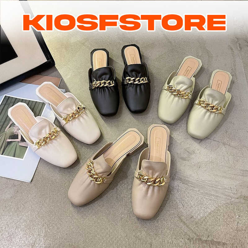 KFS  - SEPATU SLOP FLAT KARET JELLY WANITA SEPATU SANDAL WANITA MODEL KERUT EMPUK