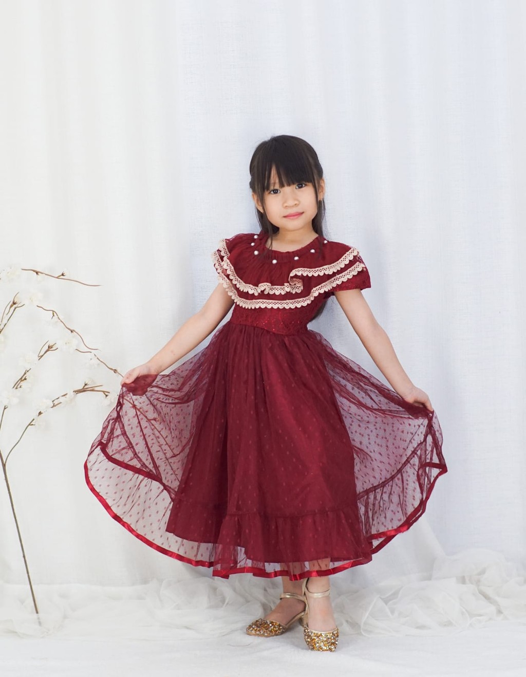 Gaun Mewah Salsa Dress Gaun Pesta Anak Perempuan Tile Polkadot / Gaun Salsa Mewah Dress Ulang Tahun