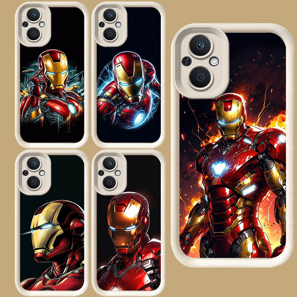 R26 Iron Man Casing untuk OPPO Reno 7 8Z 7Z 8 Find X5 Lite 5G Putih
