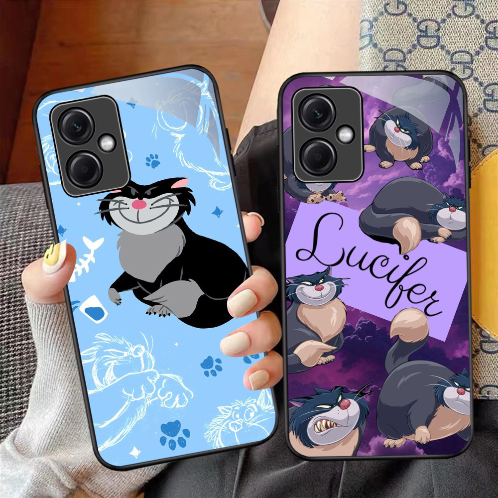 NC-33 Gato Lucifer Kaca Glass Case Untuk Xiaomi Redmi 12 13 Note 12 13 Poco X5 Pro