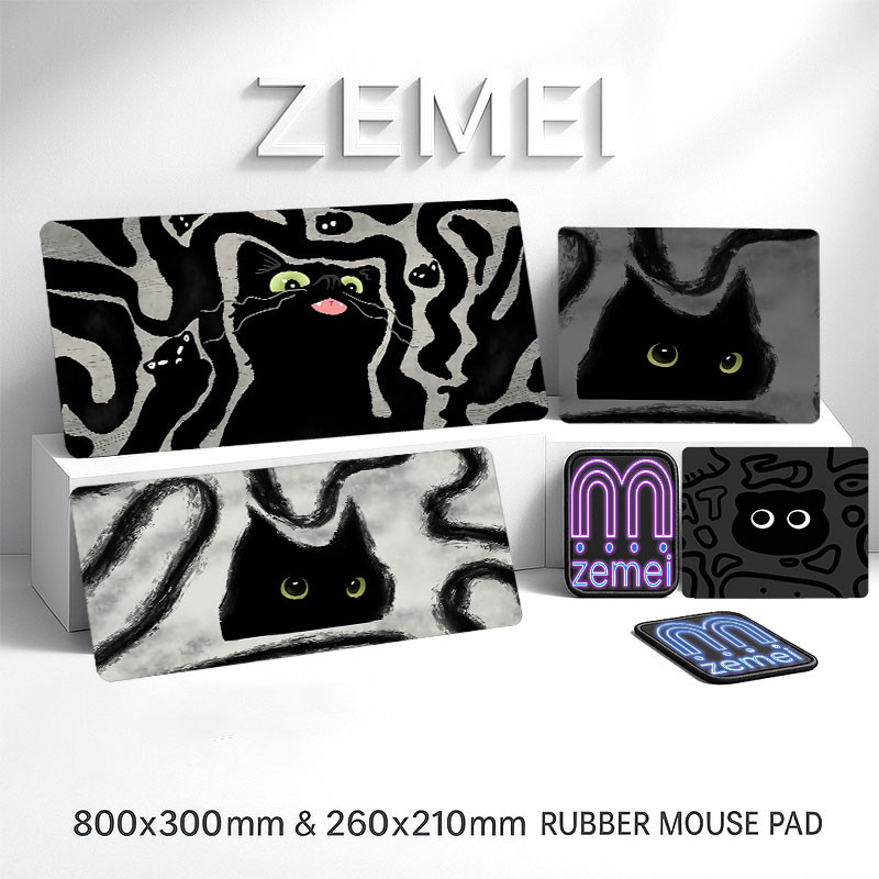 ZE MEI Mouse Pad Besar Anti-Slip Desk Mat Line Art Cat Anime E-Sports Gaming MousePad Aesthetic XL 8