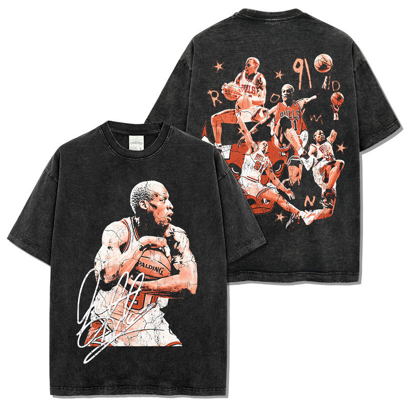 Bug besar di jalanan tinggi Amerika Rodman T-shirt pendek mandi dicuci dan memakai topi lelaki dicet