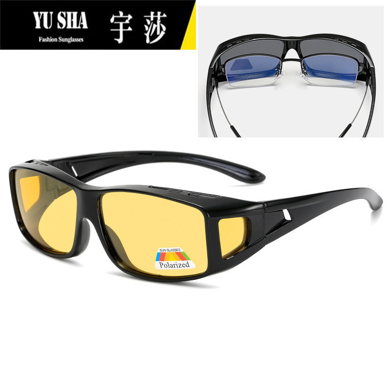 Yusha's New Fashionable Outdoor Myopia Set, Night Vision Yellow Film Sunglasses, Sports Cycling Men'