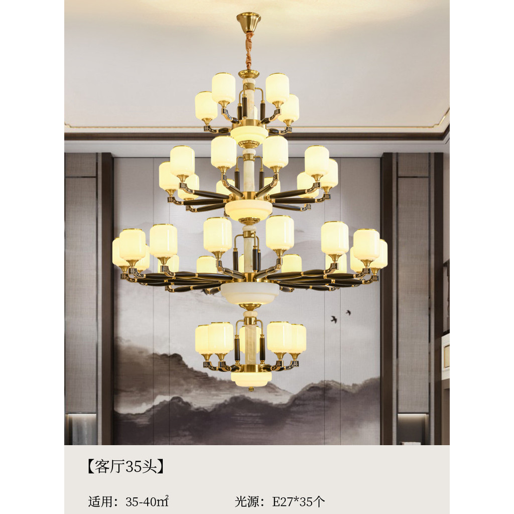 Gaya baru semua tembaga pendant, akhir tinggi dan tamu atmosfer ruang makan tangga duplex cahaya, ga