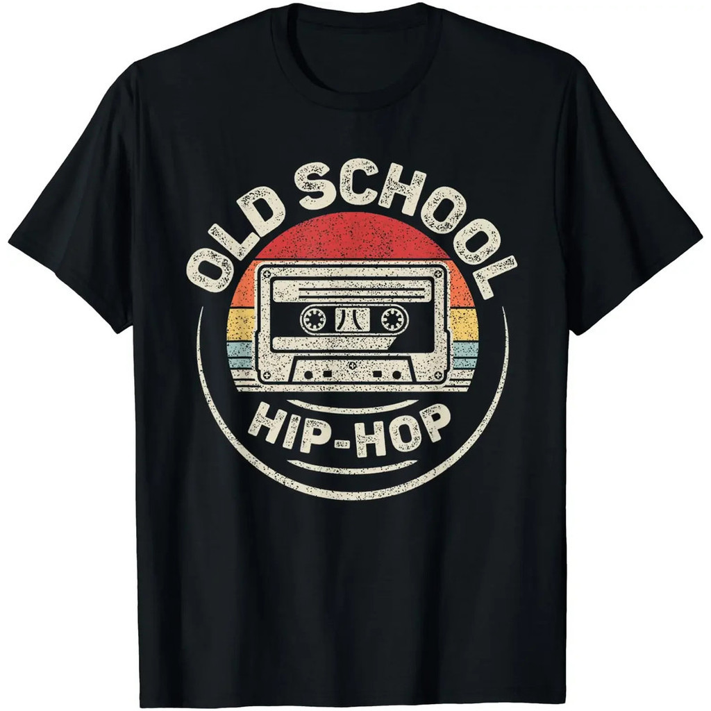 Kaos Musik Kaset Hip Hop Sekolah Tua Retro Vintage 80-an 90-an Pria Lengan Pendek Kemeja Mode Musim 