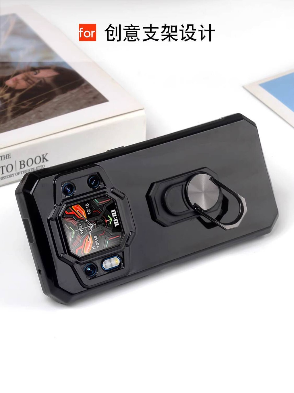 Casing Handphone Kompatibel dengan Ponsel Penyangga, Silikon Lembut, Casing Perlindungan Penuh Oukit