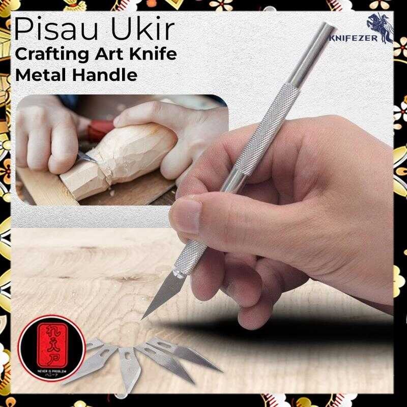 

KNIFEZER Pisau Ukir Seni Hobby Crafting Art Knife Metal Handle WL-9309 - Sier