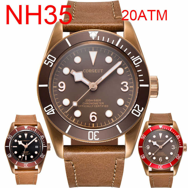 Corgeut NH35A Miyota Sport 20ATM Military Watch PVD Coffee · Bronze Case Sapphire Glass Luminou