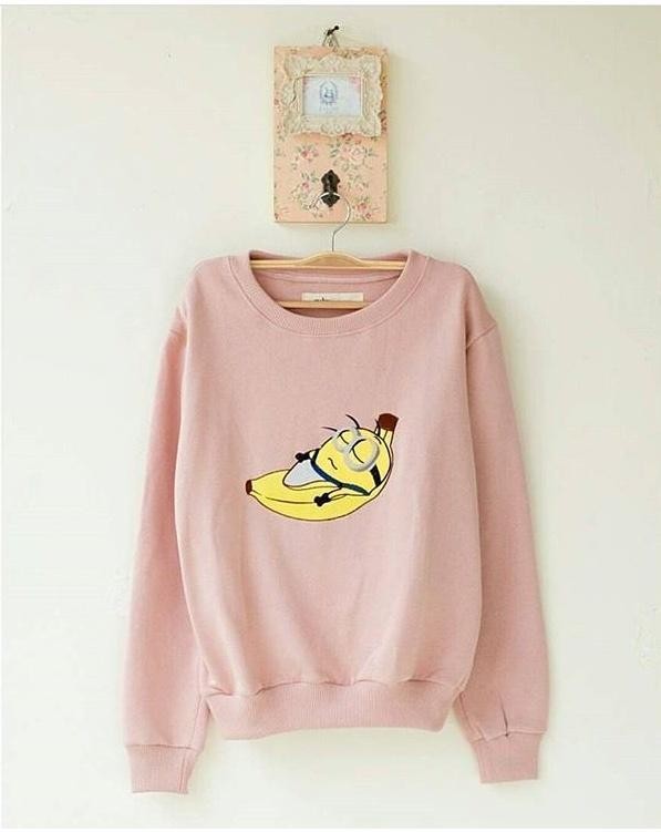 VV.Collection SALE  Sweater Banana Minion Bahan Babyterry FIt to L / Blouse Korea / Sabrina Bagus