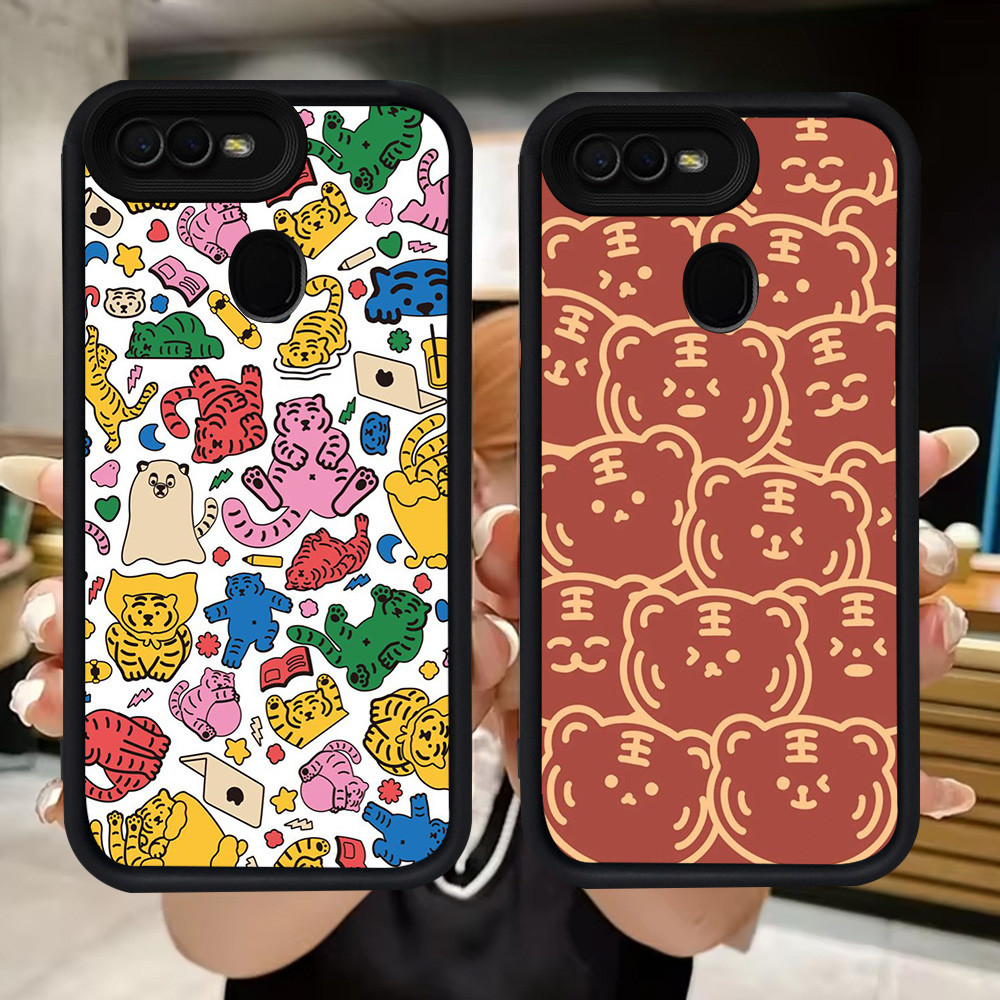 Q57 Tiger lembut Casing untuk OPPO A5 A1K A12E A12 A5S A7 F9 Pro A12s A11K F5 A3S F7
