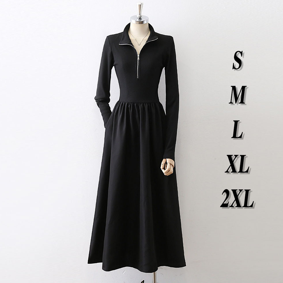 Dress korean style wanita hitam long dress crinkle kekinian fashion dress premium jumbo Muslim UI