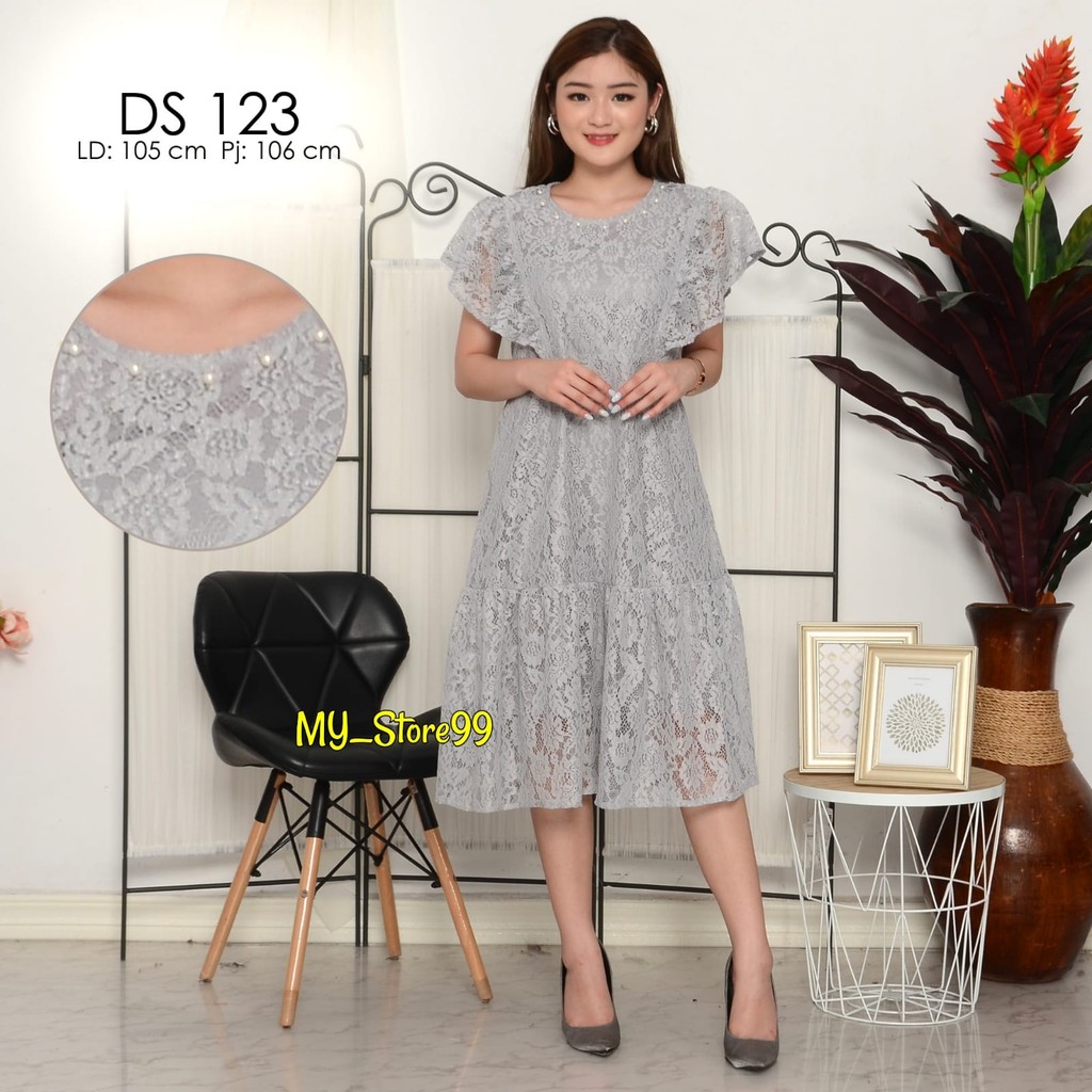 Dress Brokat Pendek Wanita Modern Terbaru/Gaun Kebaya Pesta Kondangan Modern/Baju Brokat Lengan Pen