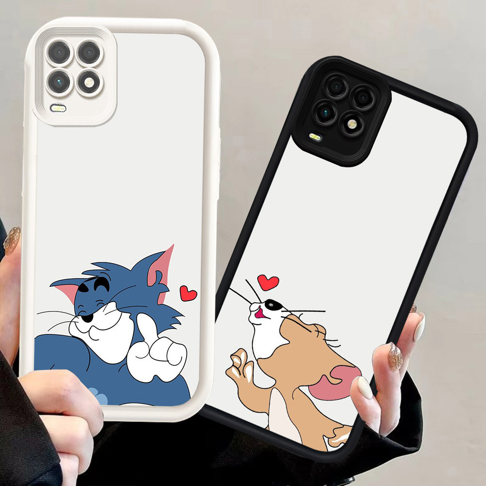 N94 couple Kiss Silikon hitam putih Casing untuk OPPO A94 A54 Realme 8S 8 Pro 5G Case