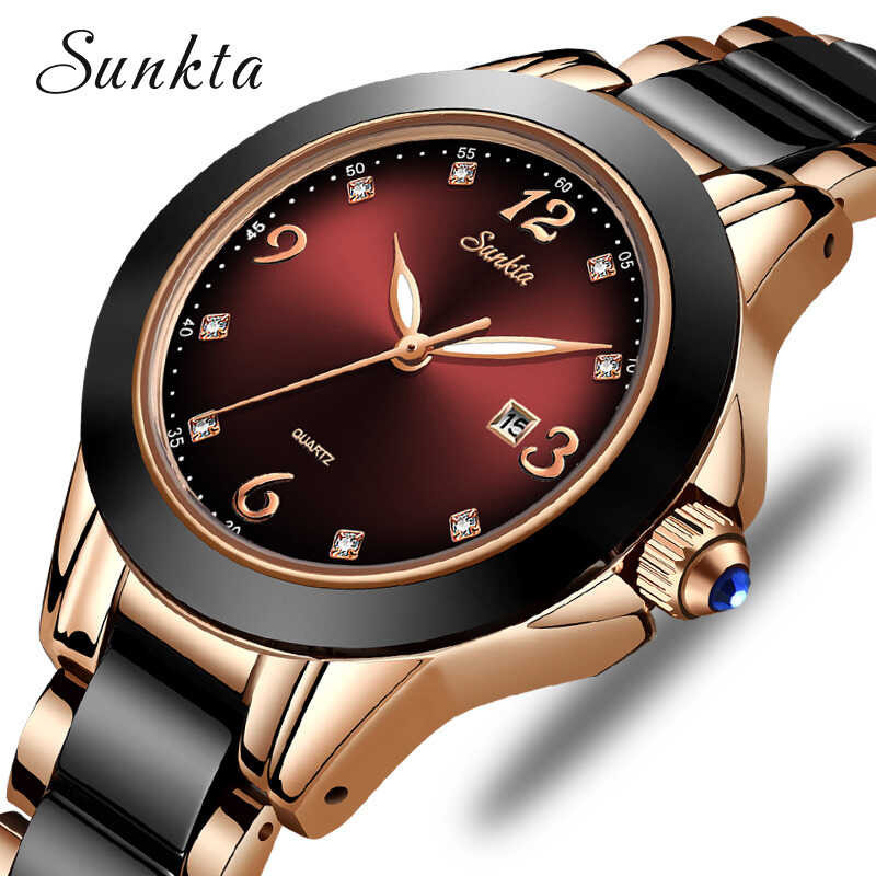 Brand Watch SUNKTA Bracelet Waterproof Diamond Ladies Wrist Watches For Women Quartz Clock Relo es