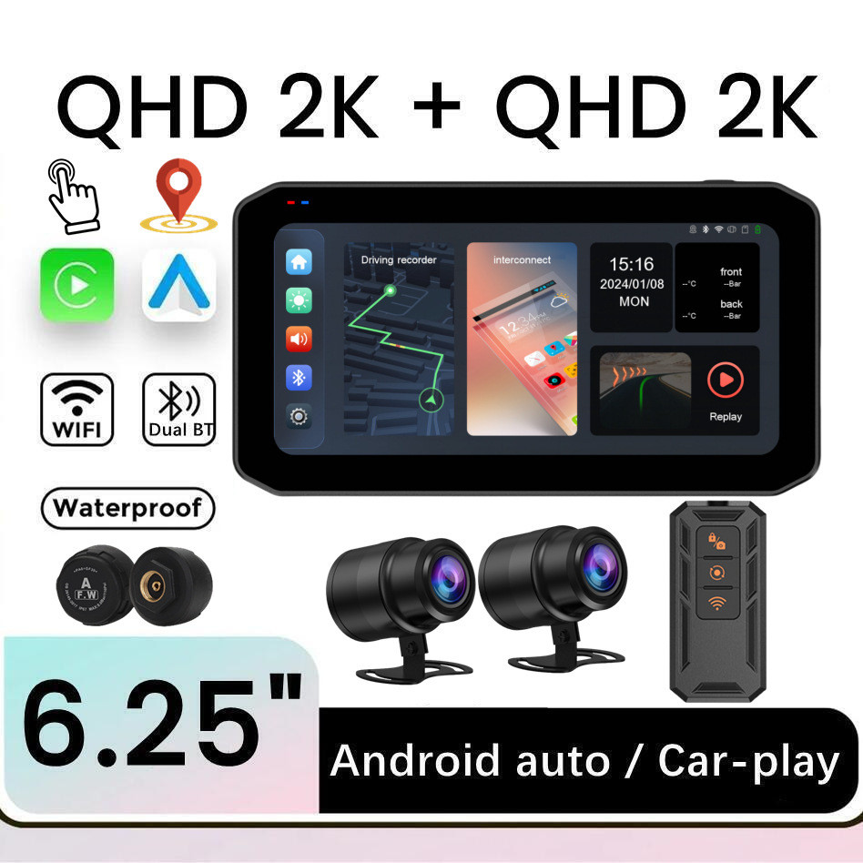 Dashcam Kamera Motor Driving Recorder Camcorder  Definisi tinggi 2K perakam sepeda motor tanpa kabel