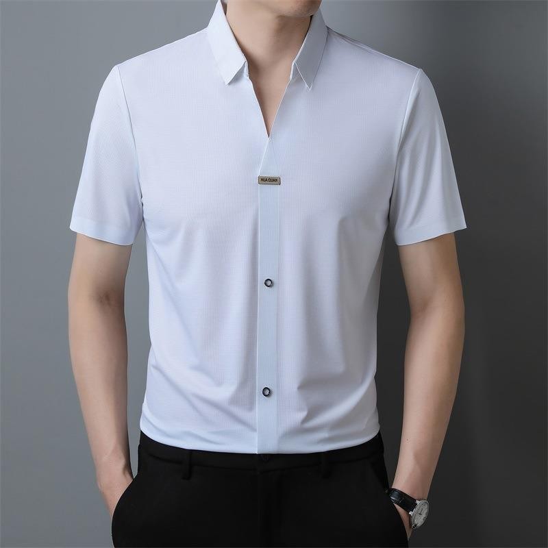 Kemeja Kerja Pria  Premium berkerut keras baju laki-laki lengan pendek musim panas 2023 fashion baru