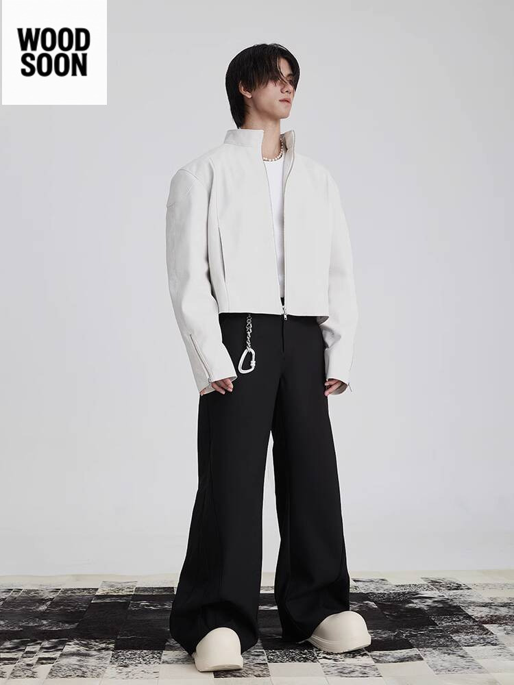 XEQUATION Kulit Tekstur Ular Pendek Lebar Cleanfit Jaket Multi-Piece Dekonstruksi untuk Pria dan Wan