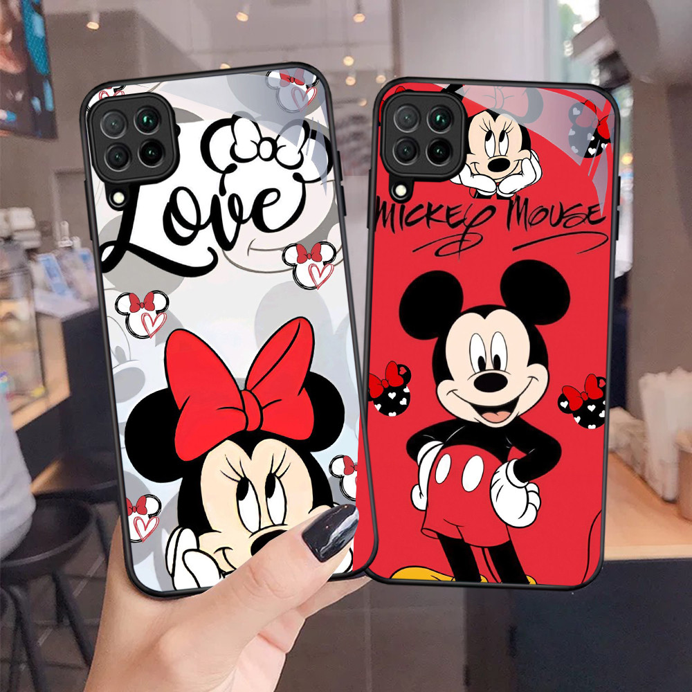 NC-57 Mickey Mouse Kaca Glass Case Untuk Samsung A12 M32 M12 A22 5G