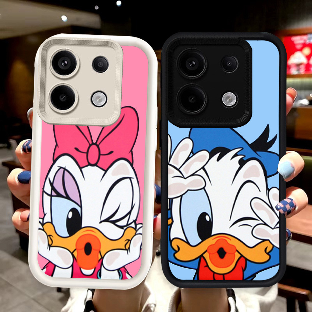 N85 Donald Duck Silikon hitam putih Casing untuk Xiaomi Redmi 15C 13x Note 13C POCO C65 13 Pro Plus 