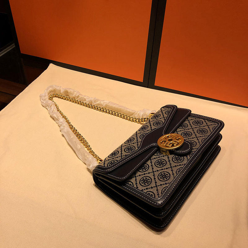 Tas TB Luxury, lembaran musik canvas baru, rantai bunga kuno, kecil bahu tunggal, tas wanita