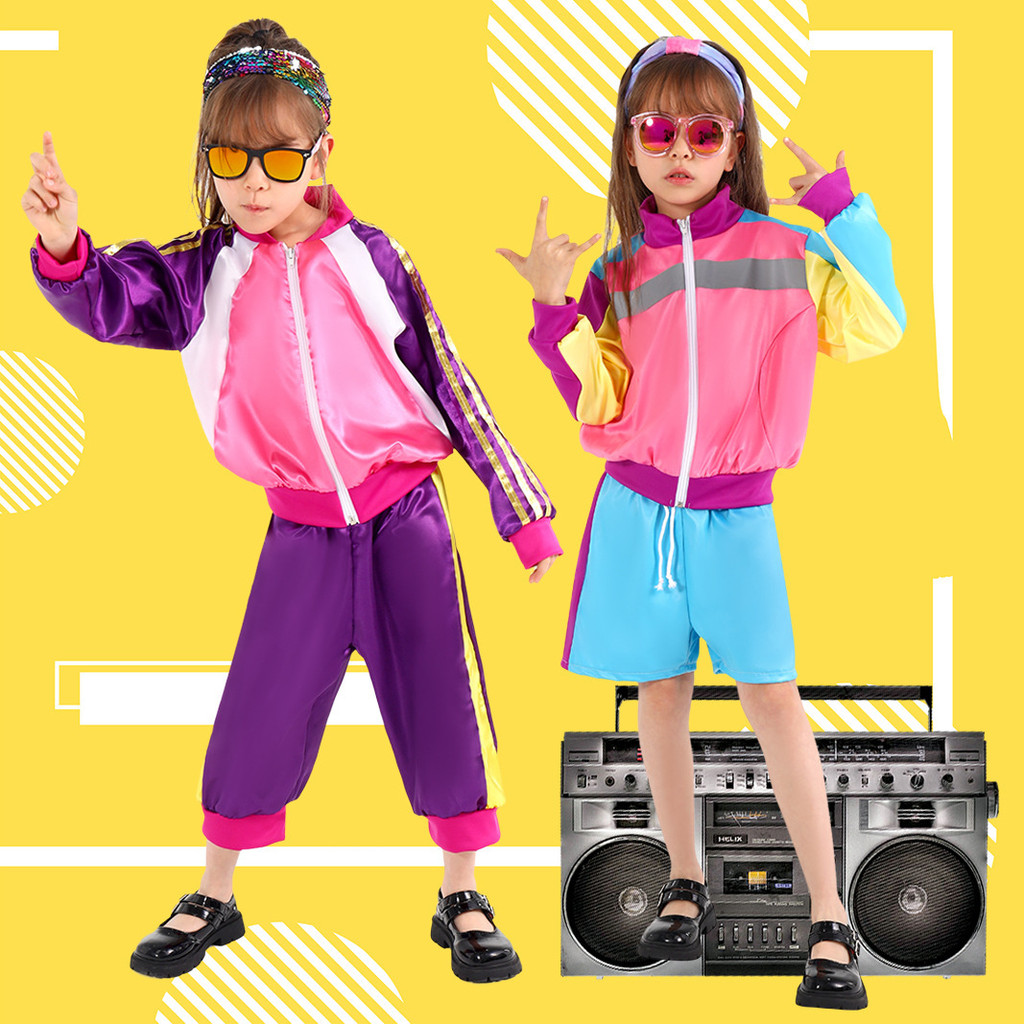 Baju Dance Hip Hop Disko Pertunjukan Anak Laki-Laki dan Perempuan Kostum Olahraga Tari Hip-Hop Multi