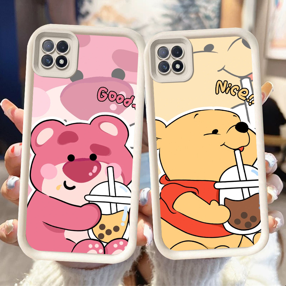 NB-64 Strawberry Bear Shockproof Casing untuk OPPO A93 A16E A16K F17 Reno 4F Realme C20A C11 C20 Pro