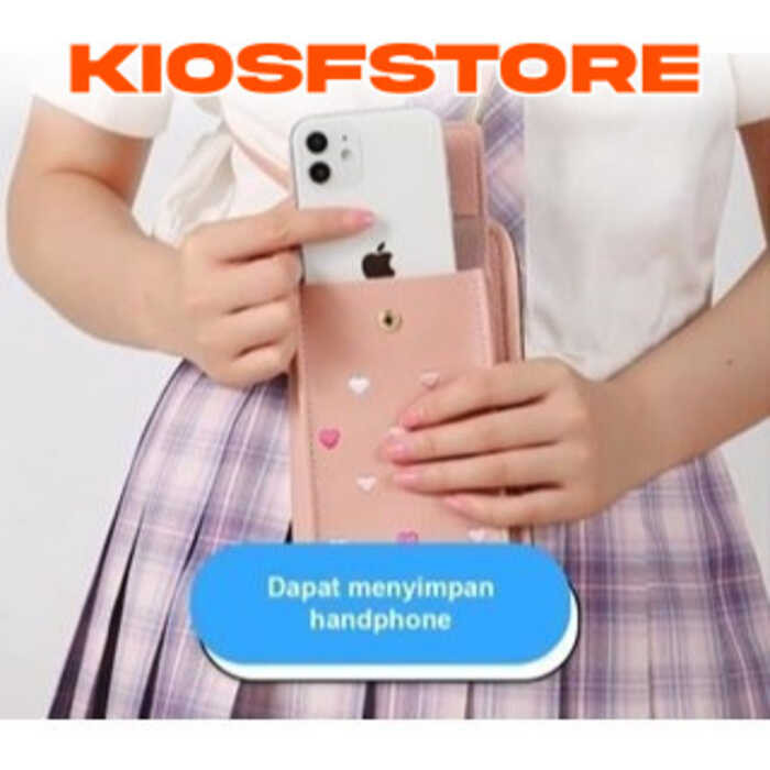 KFS - DOMPET PANJANG WANITA FREE TALI Q58 DOMPET WANITA MOTIF LOVE IMPORT REAL PICT