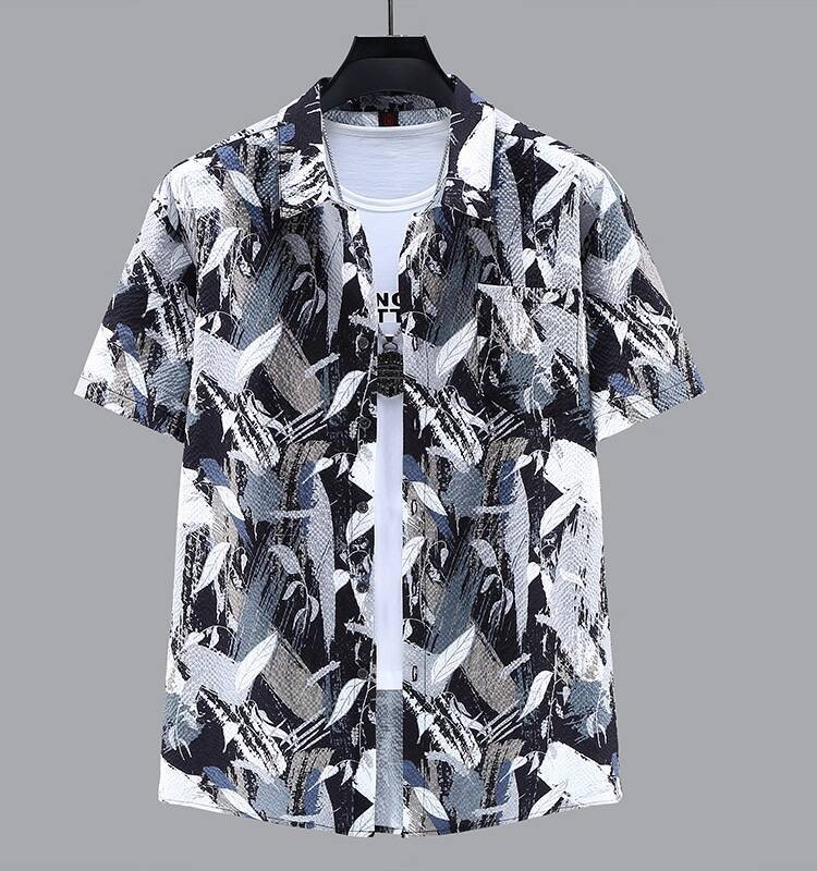 400 Jin Pakaian Lengan Pendek Motif Bunga Pria Gemuk Ukuran Besar Longgar Serbaguna Cepat Kering Set