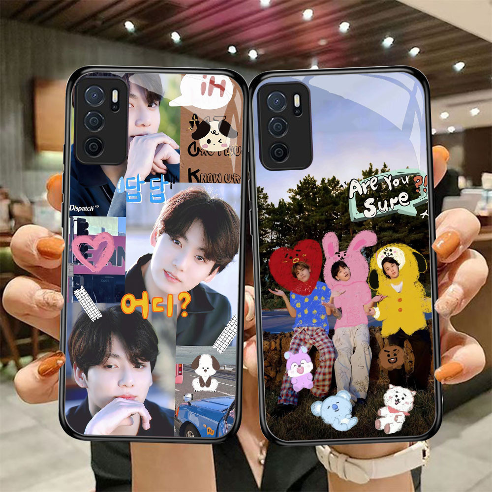 DF-24 BTS Boy TPU HD Glass Casing untuk OPPO A16 A16S A54S A95 A74 F19 F19S Reno 6 Lite
