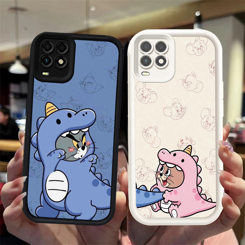 N11 Cat and Mouse couple Silikon hitam putih Casing untuk OPPO A94 A54 Realme 8S 8 Pro 5G Case