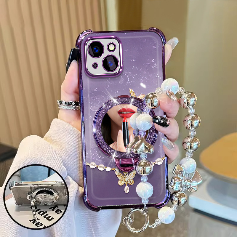 IPHONE 13 14 Premium Cute Aesthetic Shockproof tali hp gantungan hp Cermin case Cassing Casing Cesin