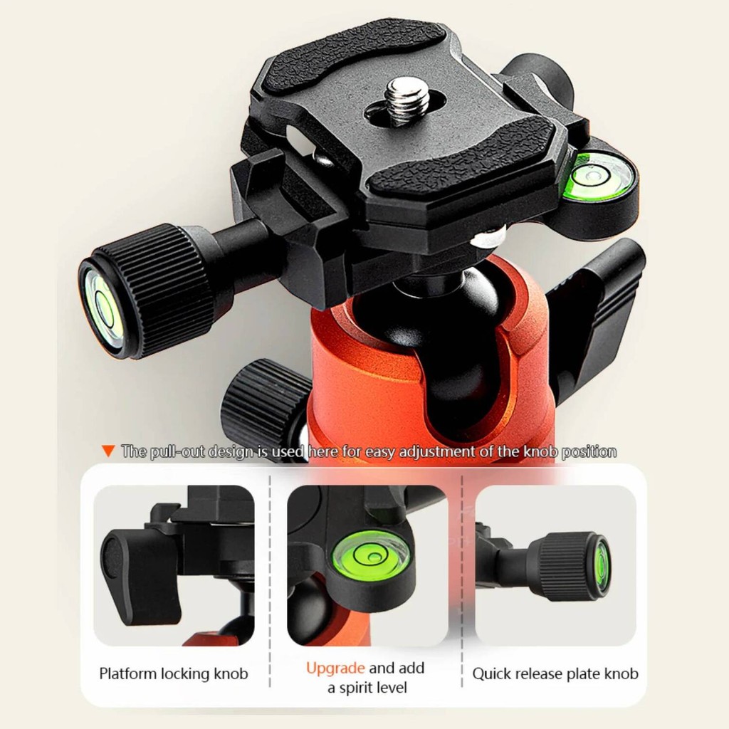 42QR Fotopro Tripod Kamera Pelat Rilis Cepat 1/4" Kepala Bola Panoramik Berputar 360 Derajat untuk X