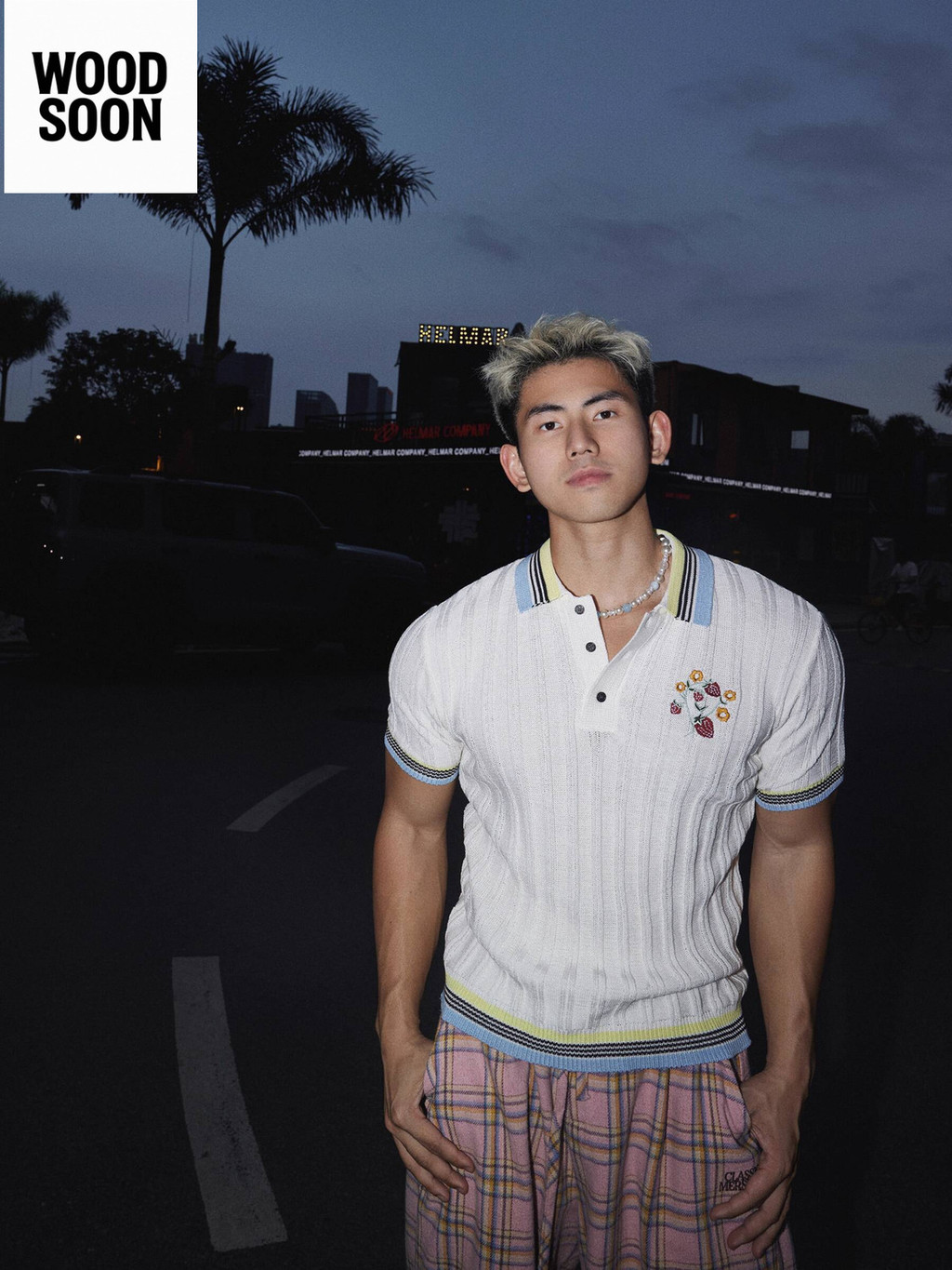 Strawberry Journey Lengan Pendek Bordir Bunga Amerika Kaos Polo Rajut Gaya Uang Lama Atasan Serbagun