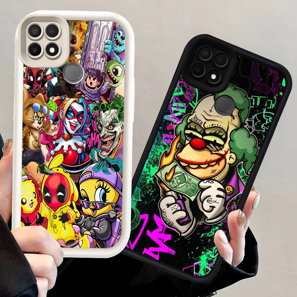 N8 Joker Silikon hitam putih Casing untuk Realme C21Y C21 C25Y Narzo 20 30A Case