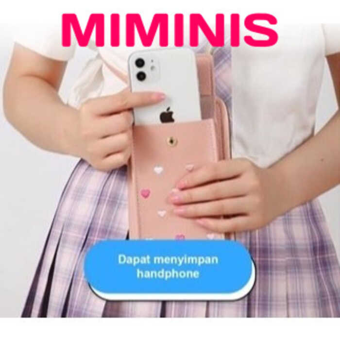 MIMINIS - DOMPET PANJANG WANITA FREE TALI Q58 DOMPET WANITA MOTIF LOVE IMPORT REAL PICT