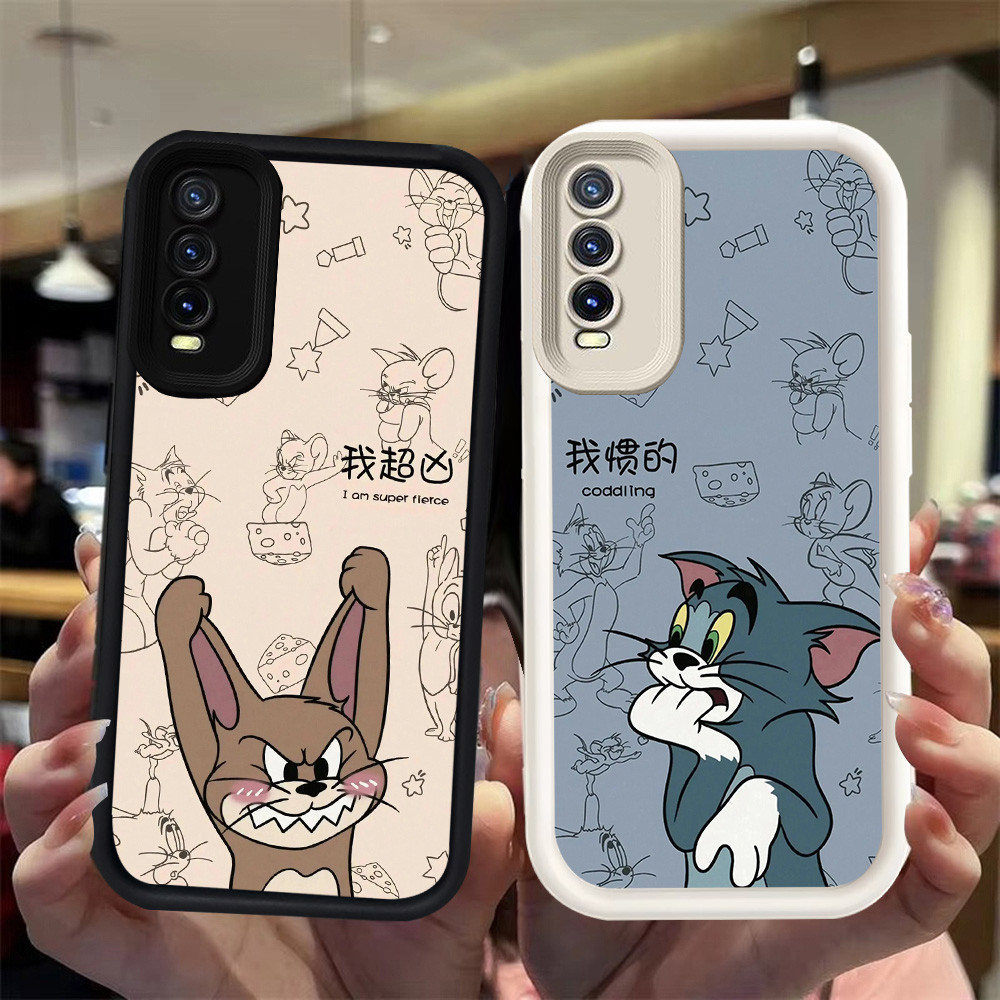 N35 Couple Cat and Mouse Silikon hitam putih Casing untuk Samsung A50s A50 A30 A30s Case