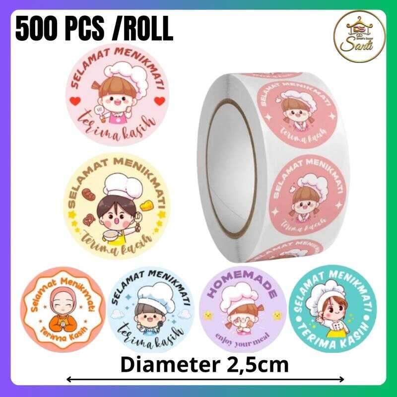 

1 ROLL 500 Pcs Label SELAMAT MENIKMATI Thank You Sticker Bulat 2.5cm Stiker Paper Stationery cheesecuit makanan