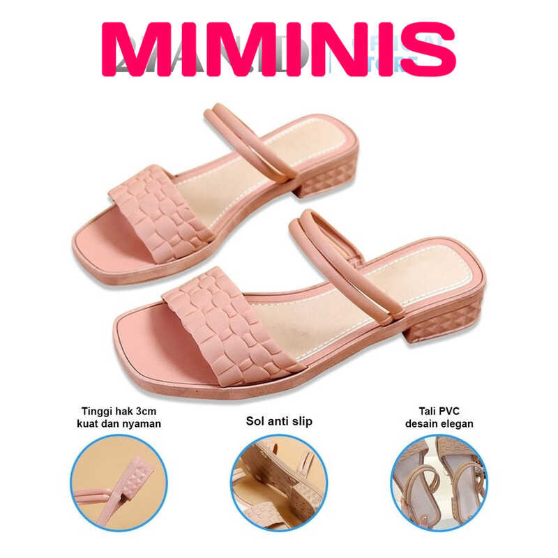 Minimis  - SANDAL SEPATU WEDGES WANITA SP41 MOTIF KULIT BUAYA SANDAL HEELS SLOP JELLY