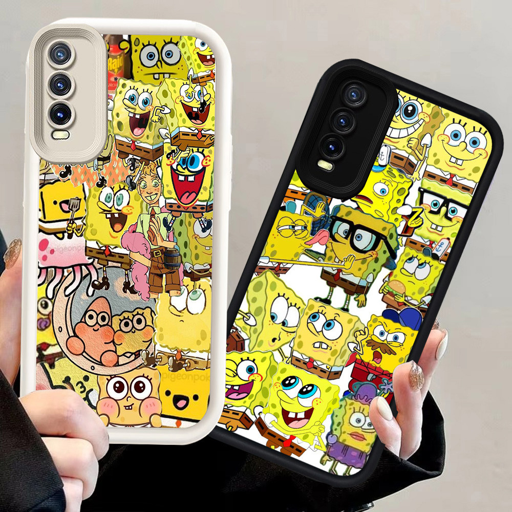 N100 spongebob Silikon hitam putih Casing untuk VIVO Y11s Y20 Y20i Y20s S1 Pro Y12s Case