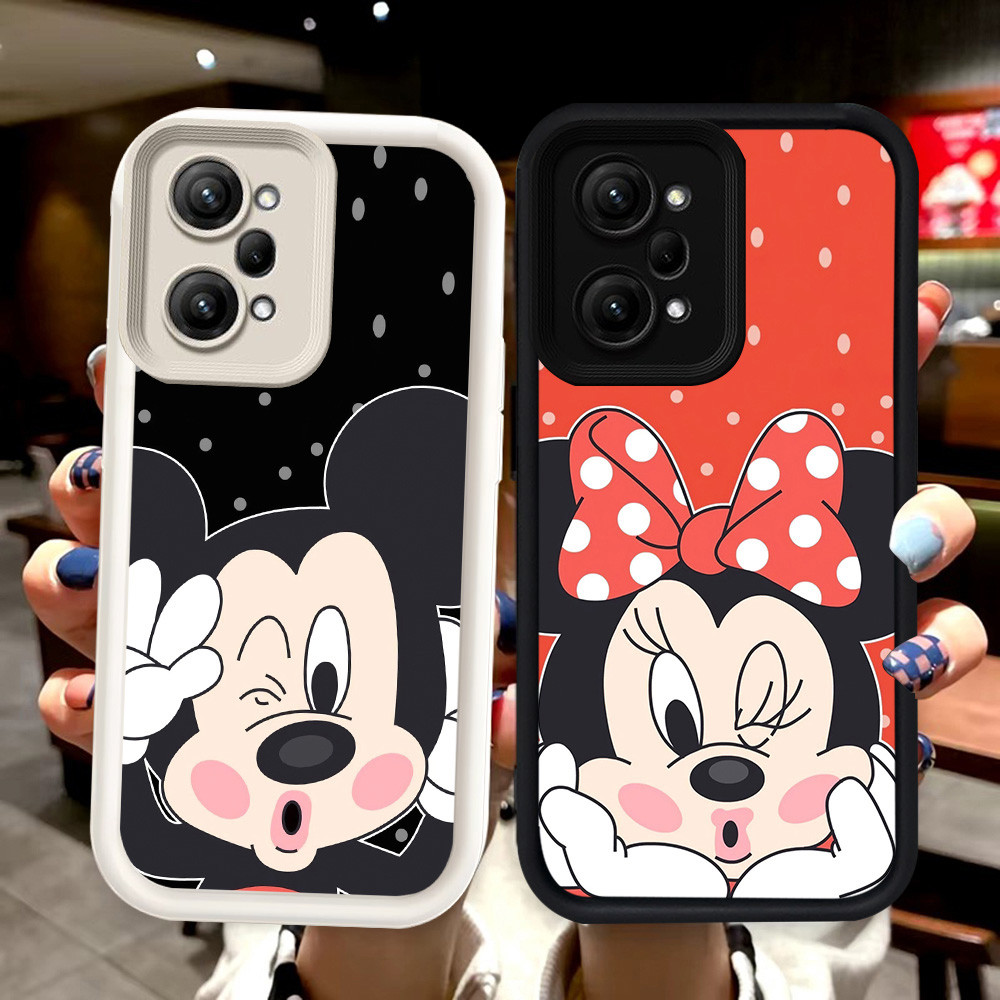 N107 Mickey Mouse Silikon hitam putih Casing untuk Xiaomi POCO M6 M7 X7 F5 X5 F6 Pro 5G Case