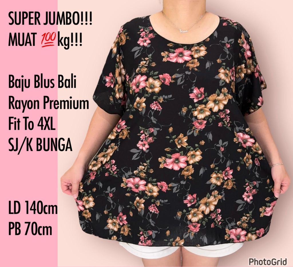 MUAT 80-100KG BAJU BALI ATASAN BLUS SUPER JUMBO LD 140 FIT TO XXXXL SJ/Q NEW REAL PICT MN